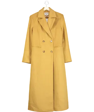 NA-KD Yellow Long Wool Blend Coat UK 8