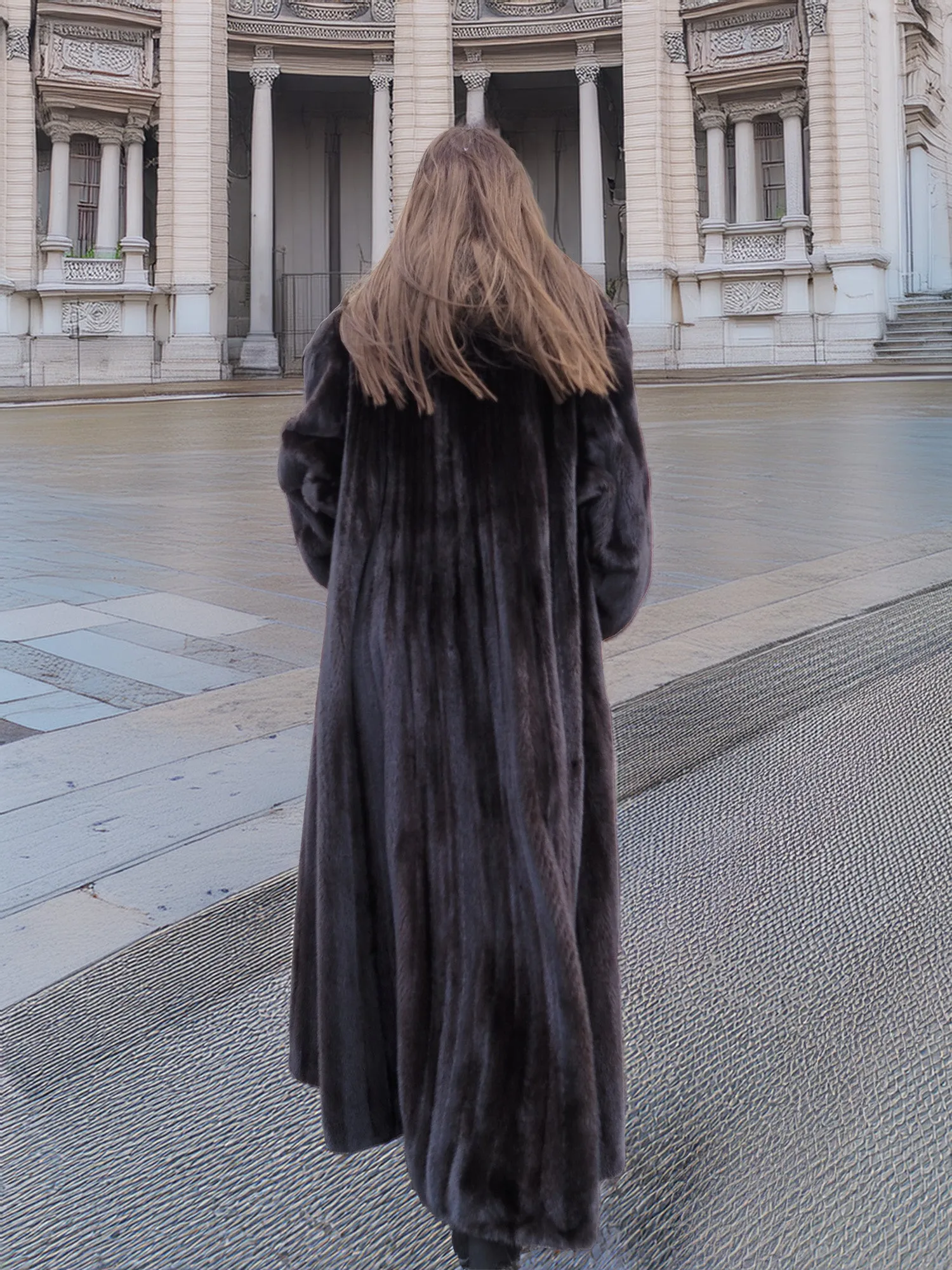 NAFA Dark Ranch Black Female Mink Fur Coat M 51" Long Huge Sweep 94"