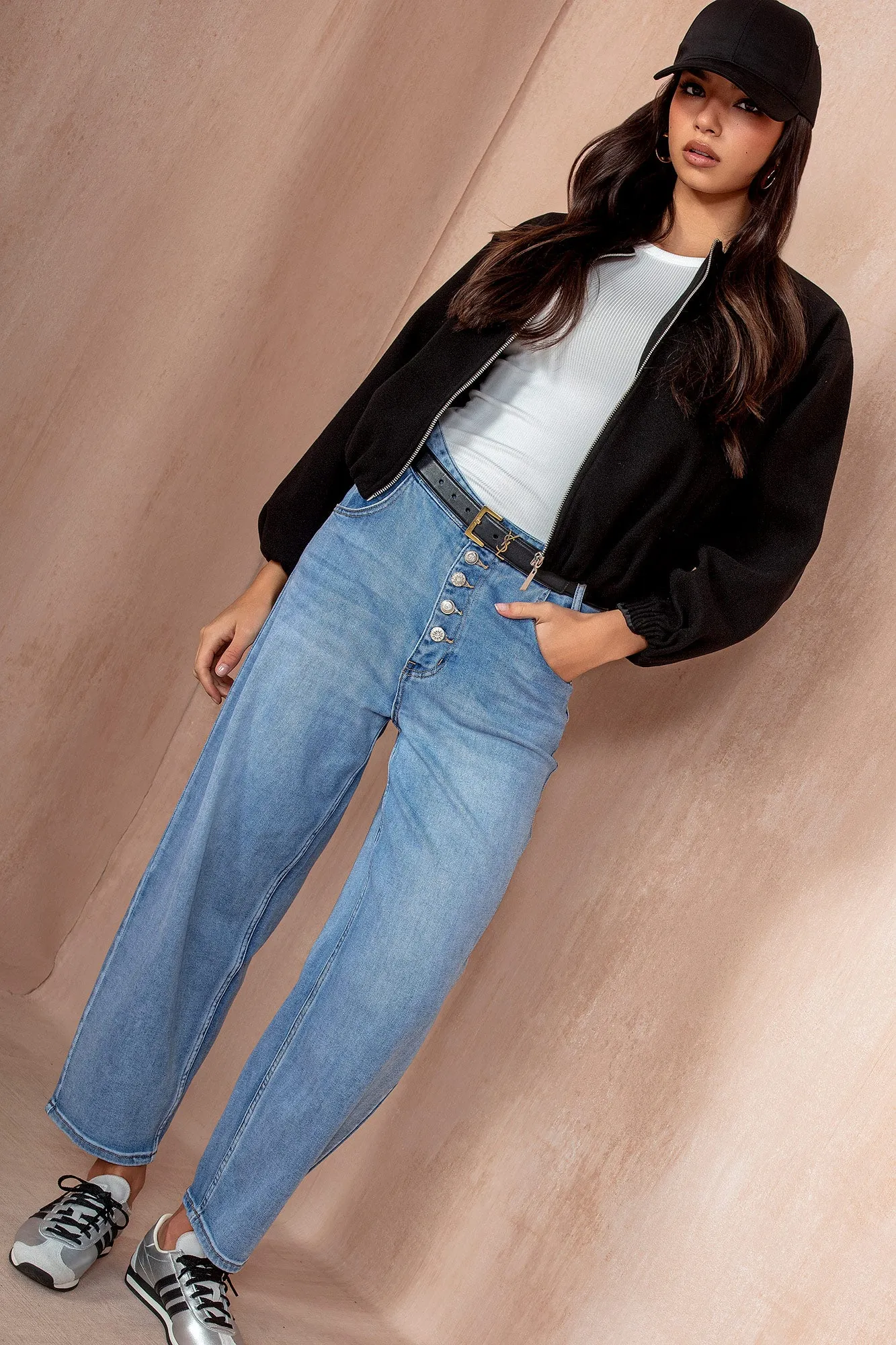 Natasha Black Wool Bomber Jacket