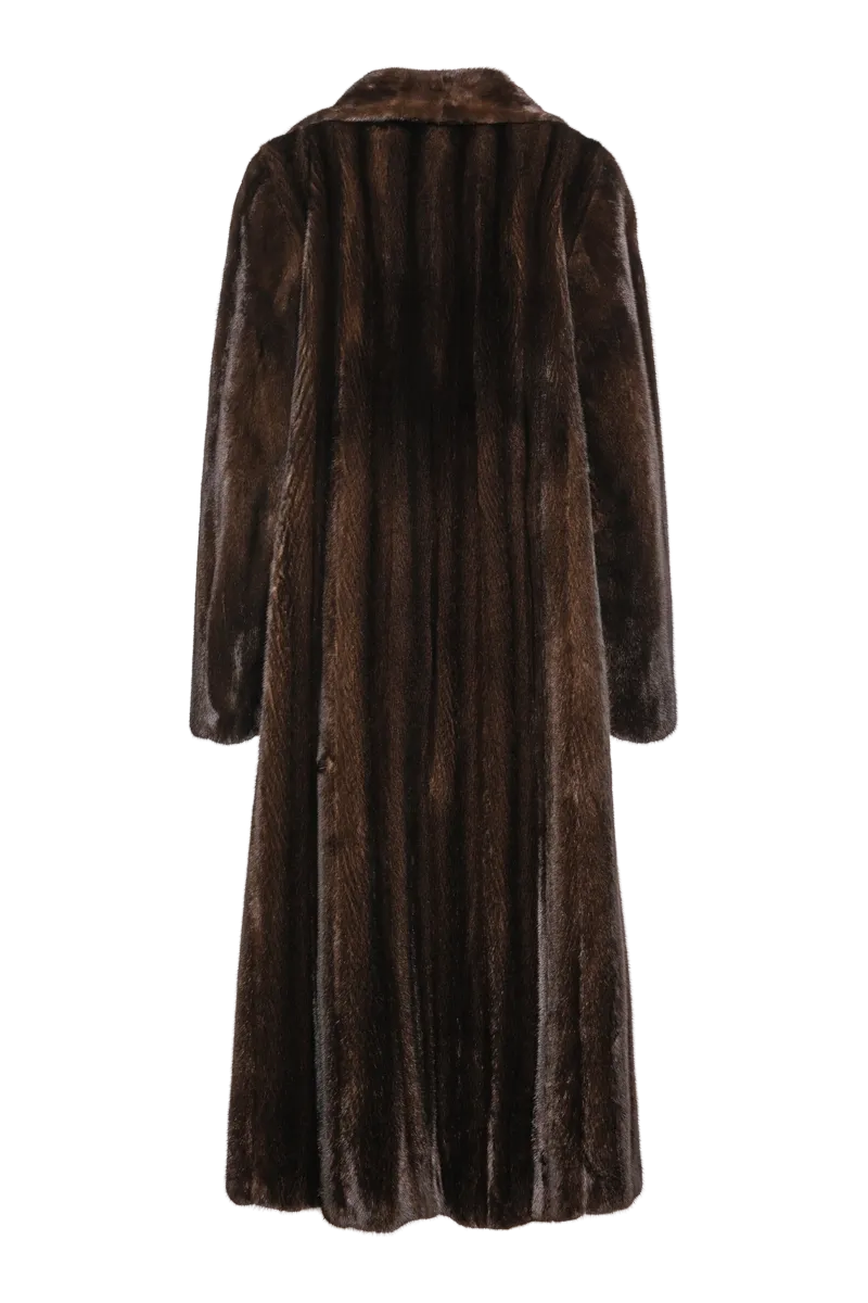 Natural Mink Fur Coat - Wing Collar - Straight Sleeve