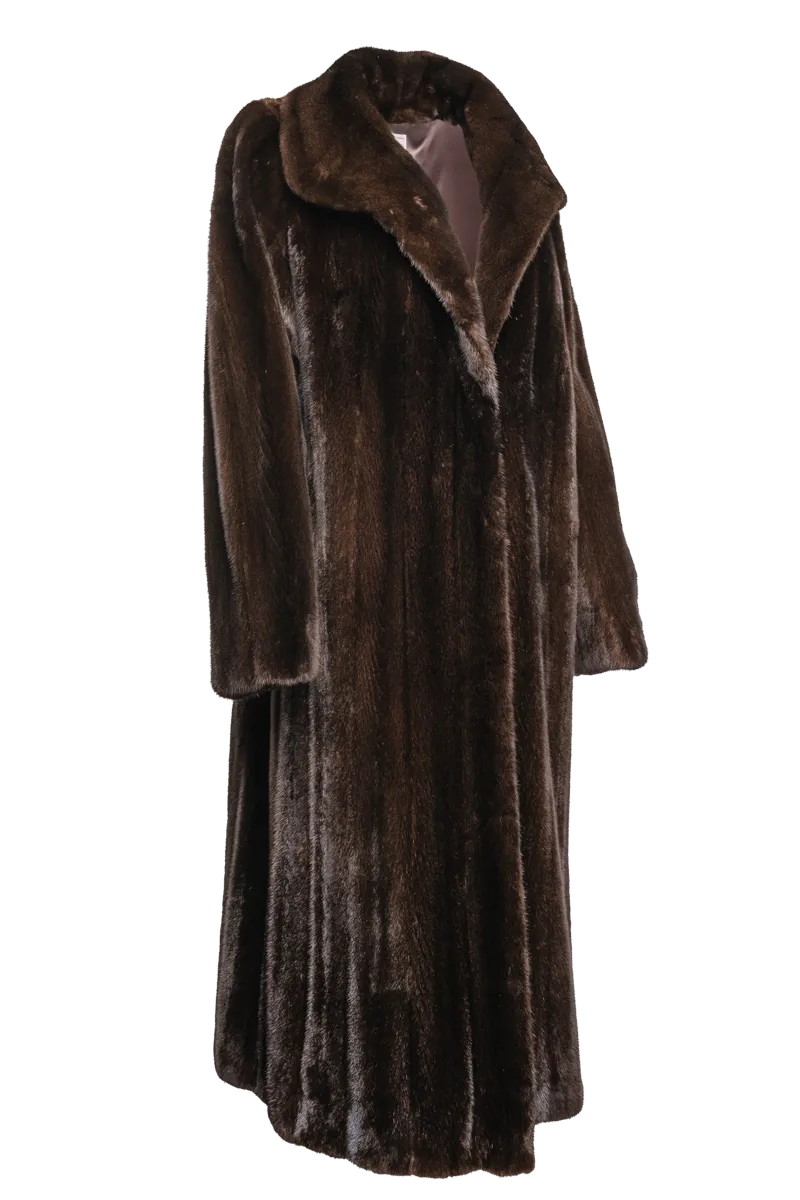 Natural Mink Fur Coat - Wing Collar - Straight Sleeve