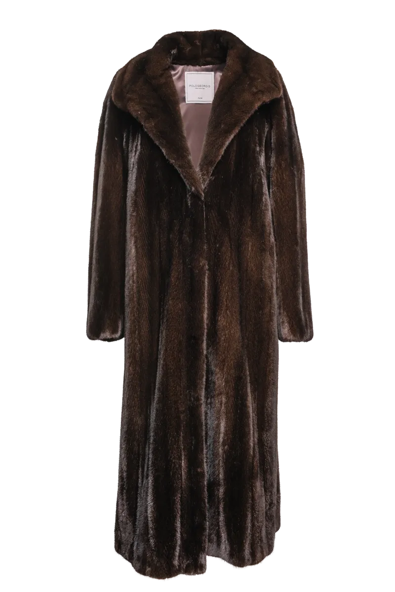 Natural Mink Fur Coat - Wing Collar - Straight Sleeve