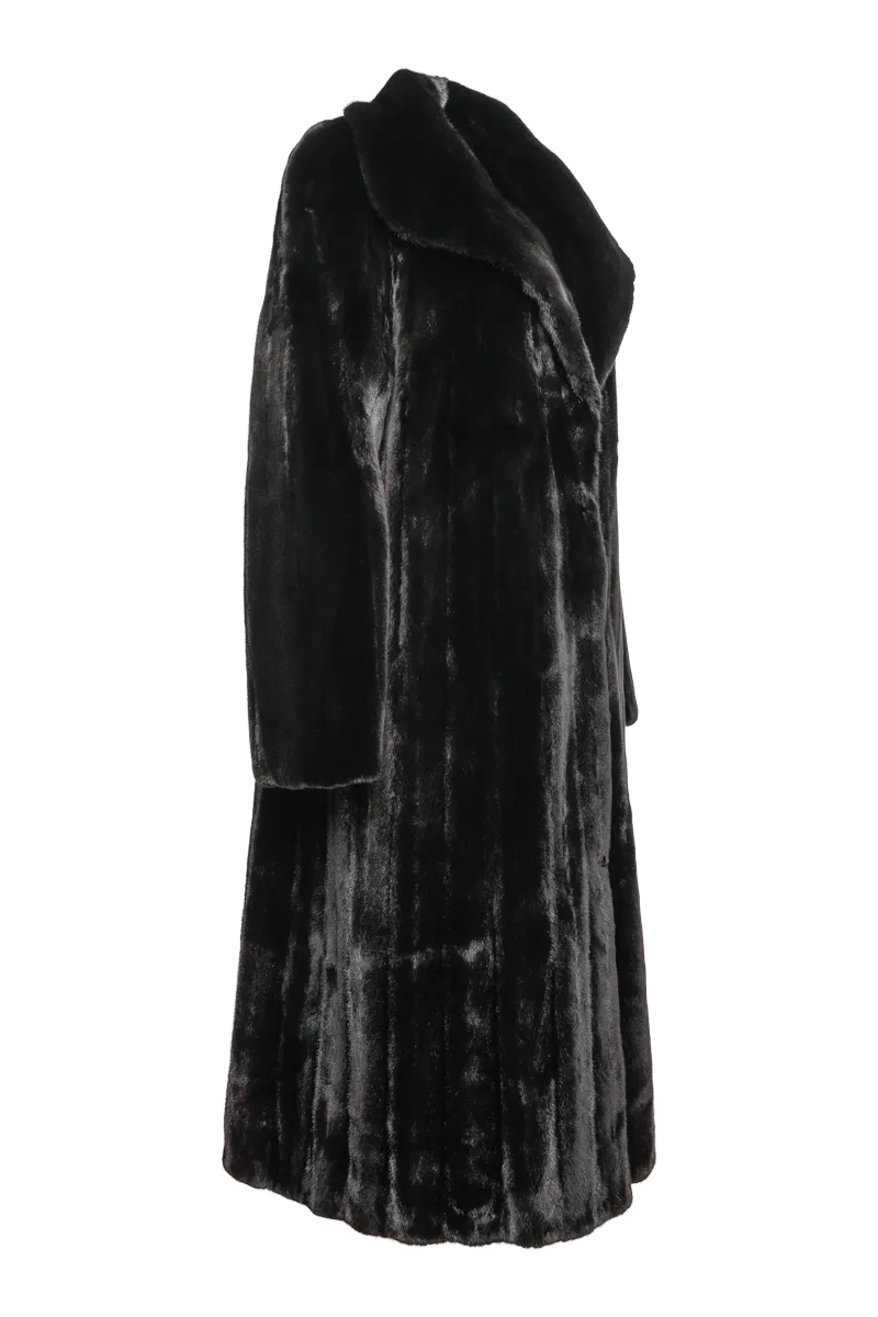 Natural Mink Fur Coat - Wing Collar - Straight Sleeve