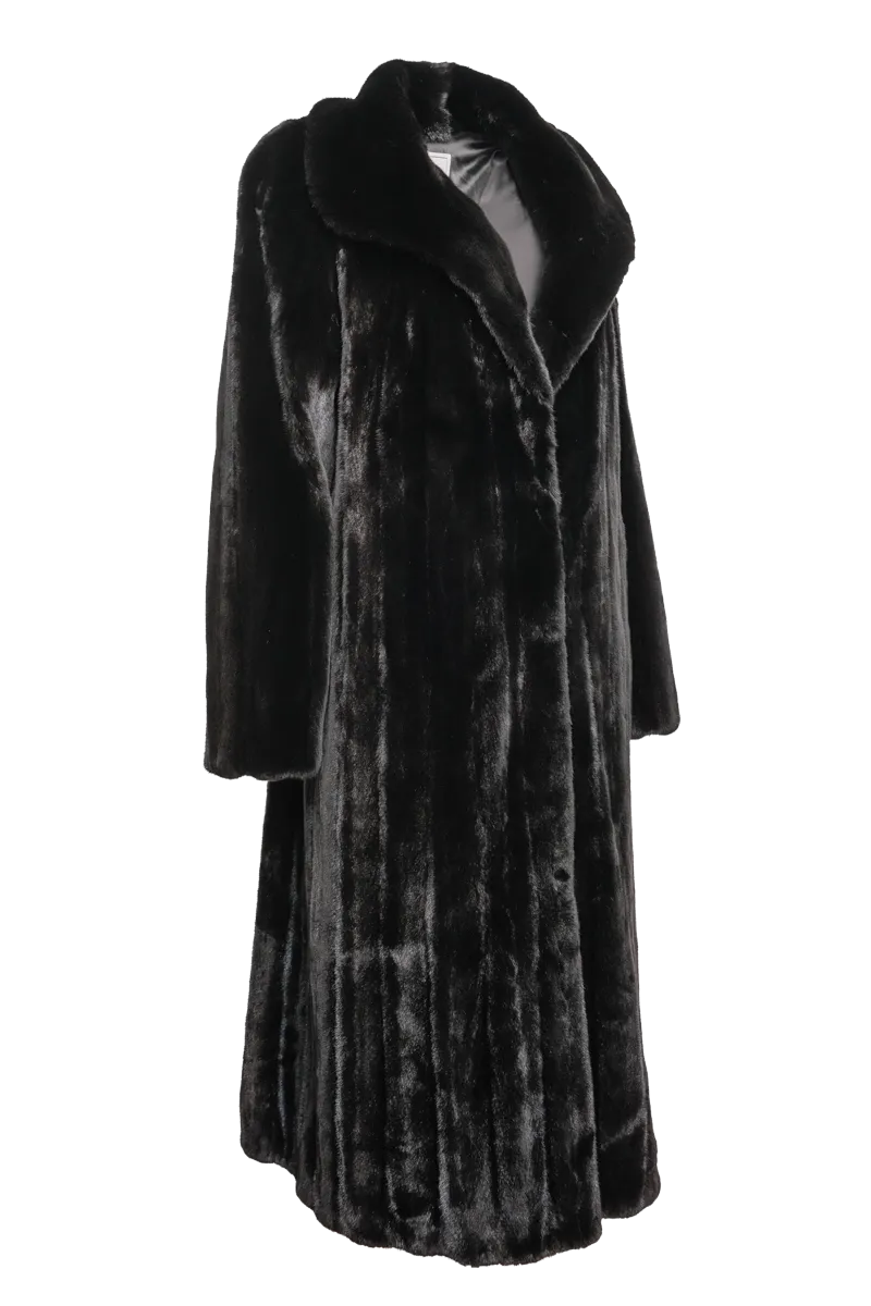 Natural Mink Fur Coat - Wing Collar - Straight Sleeve