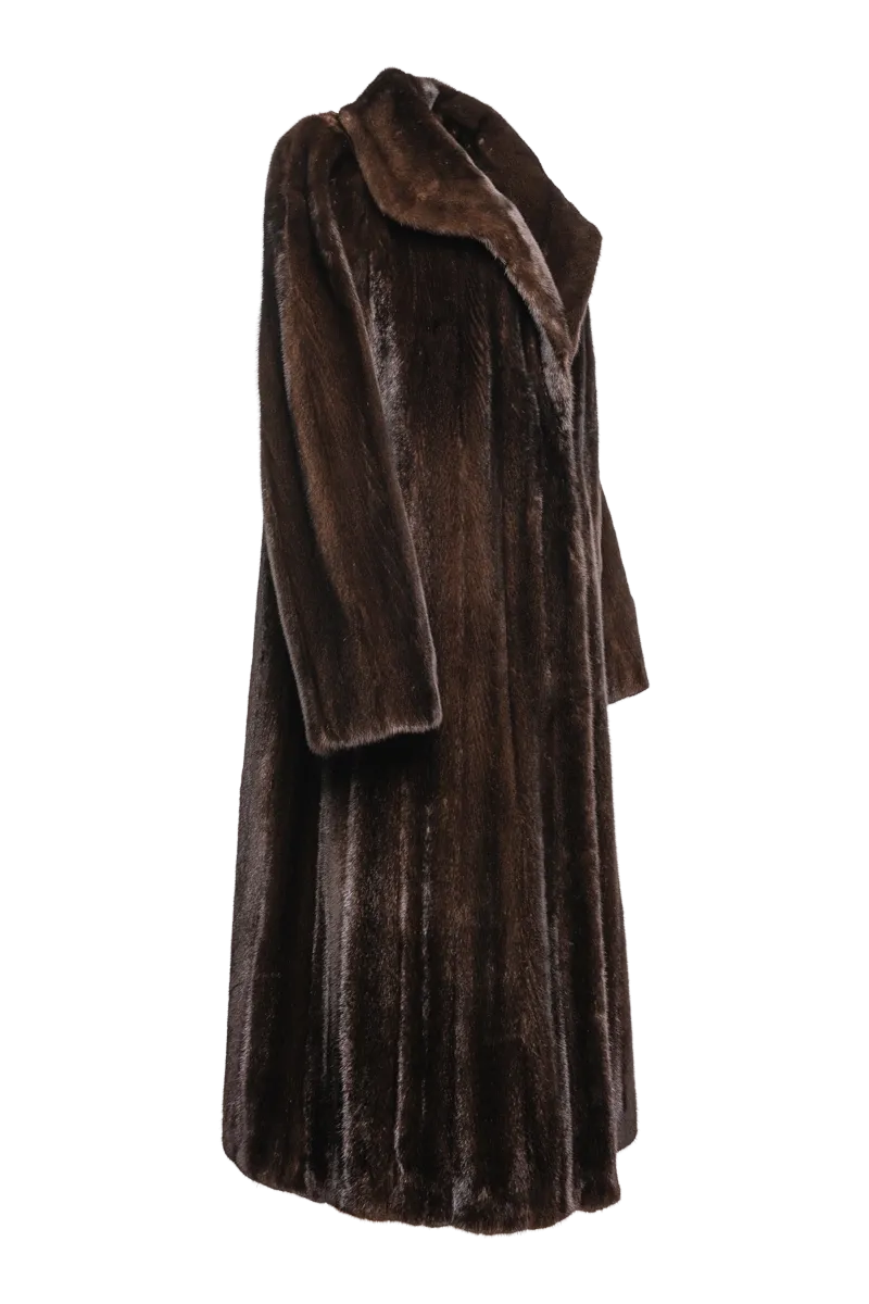 Natural Mink Fur Coat - Wing Collar - Straight Sleeve