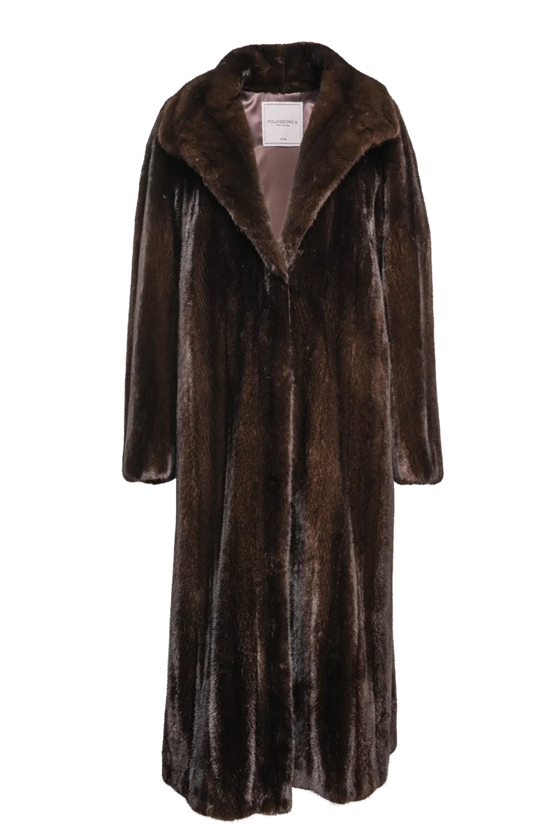 Natural Mink Fur Coat - Wing Collar - Straight Sleeve