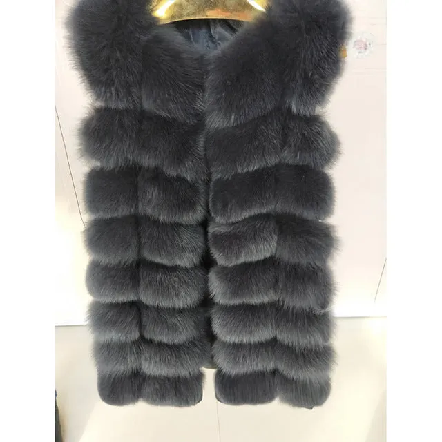 Natural Real Fox Fur Vest Natural Fur Coat For Jacket female coats Vest Waistcoat  long Fur Coats Real Fur Coat Fox Vest Jacket