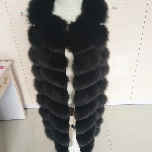 Natural Real Fox Fur Vest Natural Fur Coat For Jacket female coats Vest Waistcoat  long Fur Coats Real Fur Coat Fox Vest Jacket