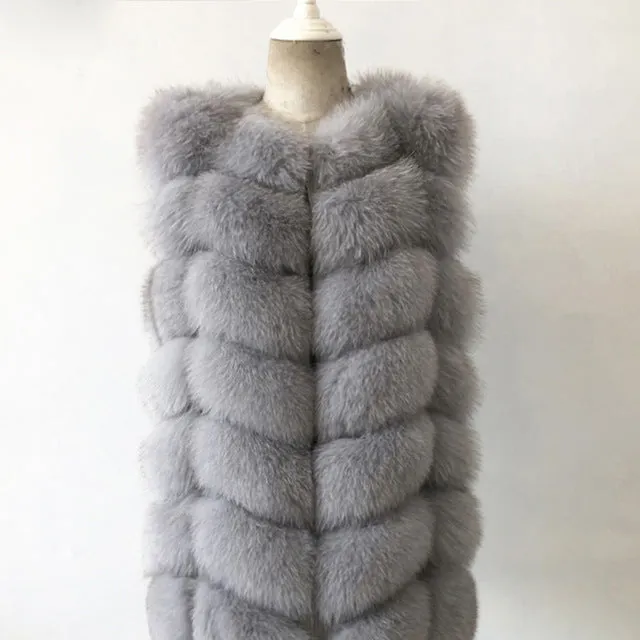 Natural Real Fox Fur Vest Natural Fur Coat For Jacket female coats Vest Waistcoat  long Fur Coats Real Fur Coat Fox Vest Jacket