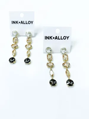 Neutral 5 Tier Crystal Earring - Ink   Alloy