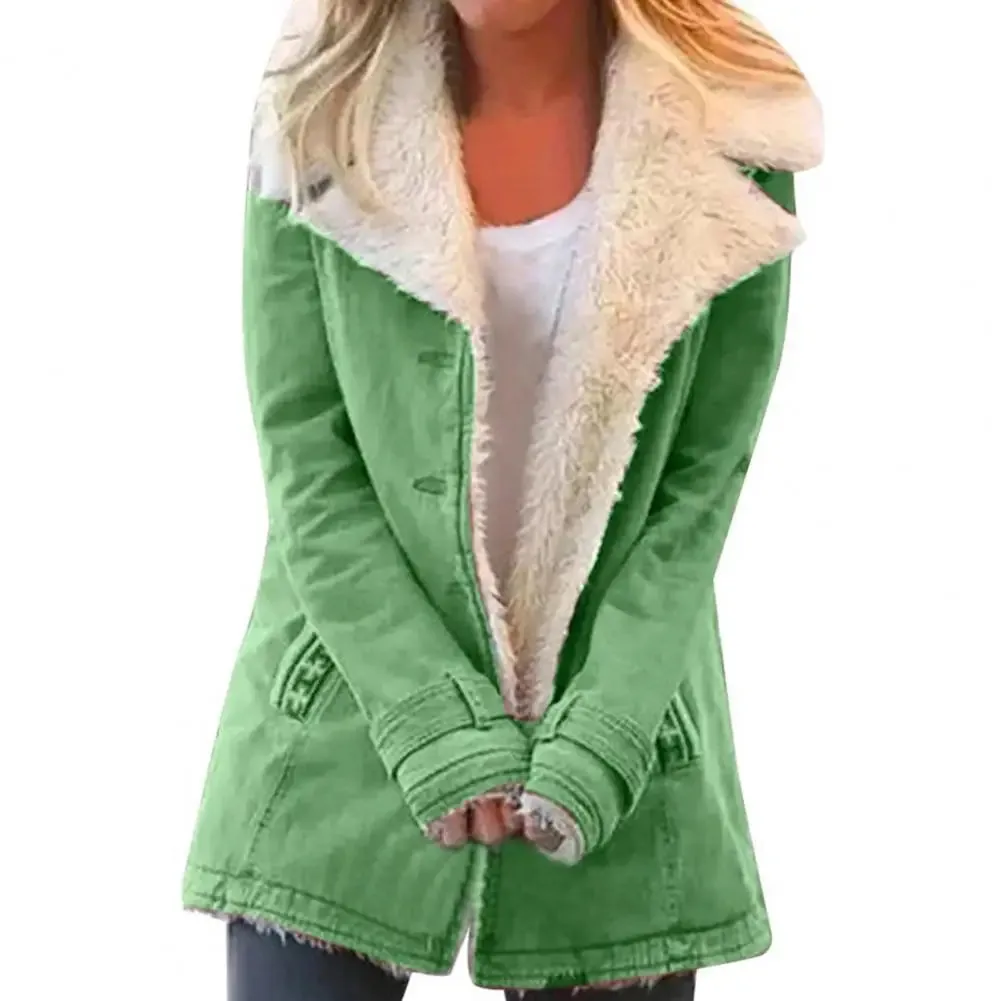 New Autumn And Winter Women's Fashion Denim Jacket Plus Velvet Warm Long-sleeved Jacket Thicker Motorcycle Lapels Coat