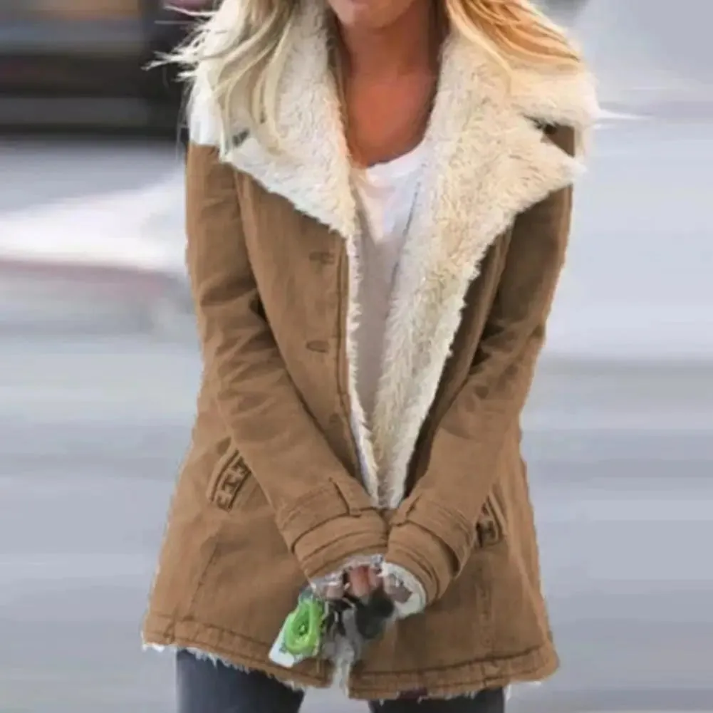 New Autumn And Winter Women's Fashion Denim Jacket Plus Velvet Warm Long-sleeved Jacket Thicker Motorcycle Lapels Coat