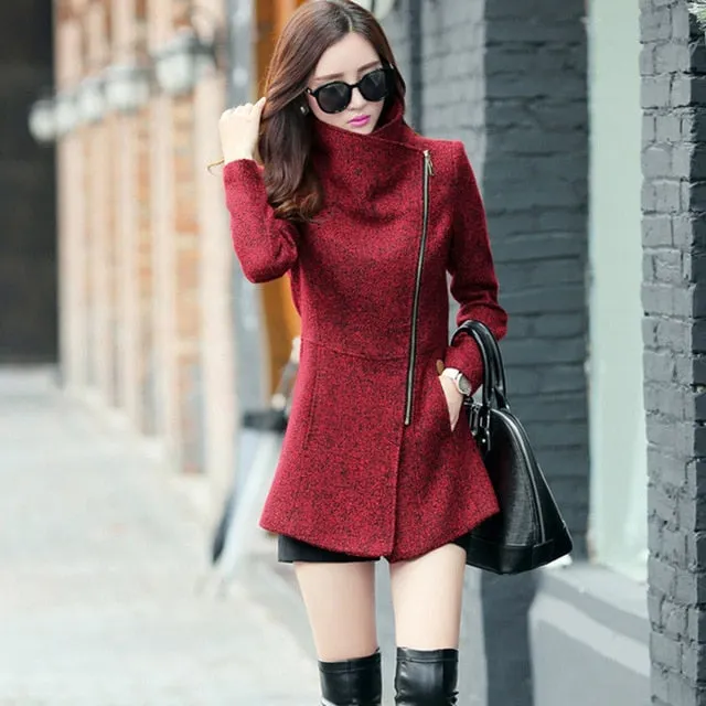 New Europe 2018 Autumn Winter Women's Temperament Woolen Jackets Coats Female Casual Clothing Fashion Women Slim Jackets Coats