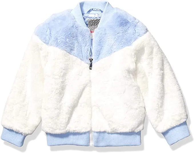 New Nordstrom Kensie - Girl's Outerwear Girls' Little Faux Fur Bomber Jacket in blue/white! Super Chic & Cute, Sz 6X!