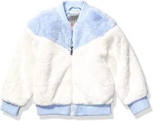 New Nordstrom Kensie - Girl's Outerwear Girls' Little Faux Fur Bomber Jacket in blue/white! Super Chic & Cute, Sz 6X!