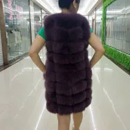 New style natural fox fur round collar lady fur vest Factory direct sales Can be customized QD.YISHANG
