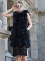 New style natural fox fur round collar lady fur vest Factory direct sales Can be customized QD.YISHANG