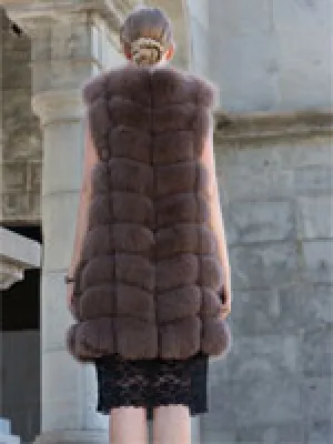 New style natural fox fur round collar lady fur vest Factory direct sales Can be customized QD.YISHANG