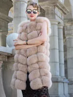 New style natural fox fur round collar lady fur vest Factory direct sales Can be customized QD.YISHANG