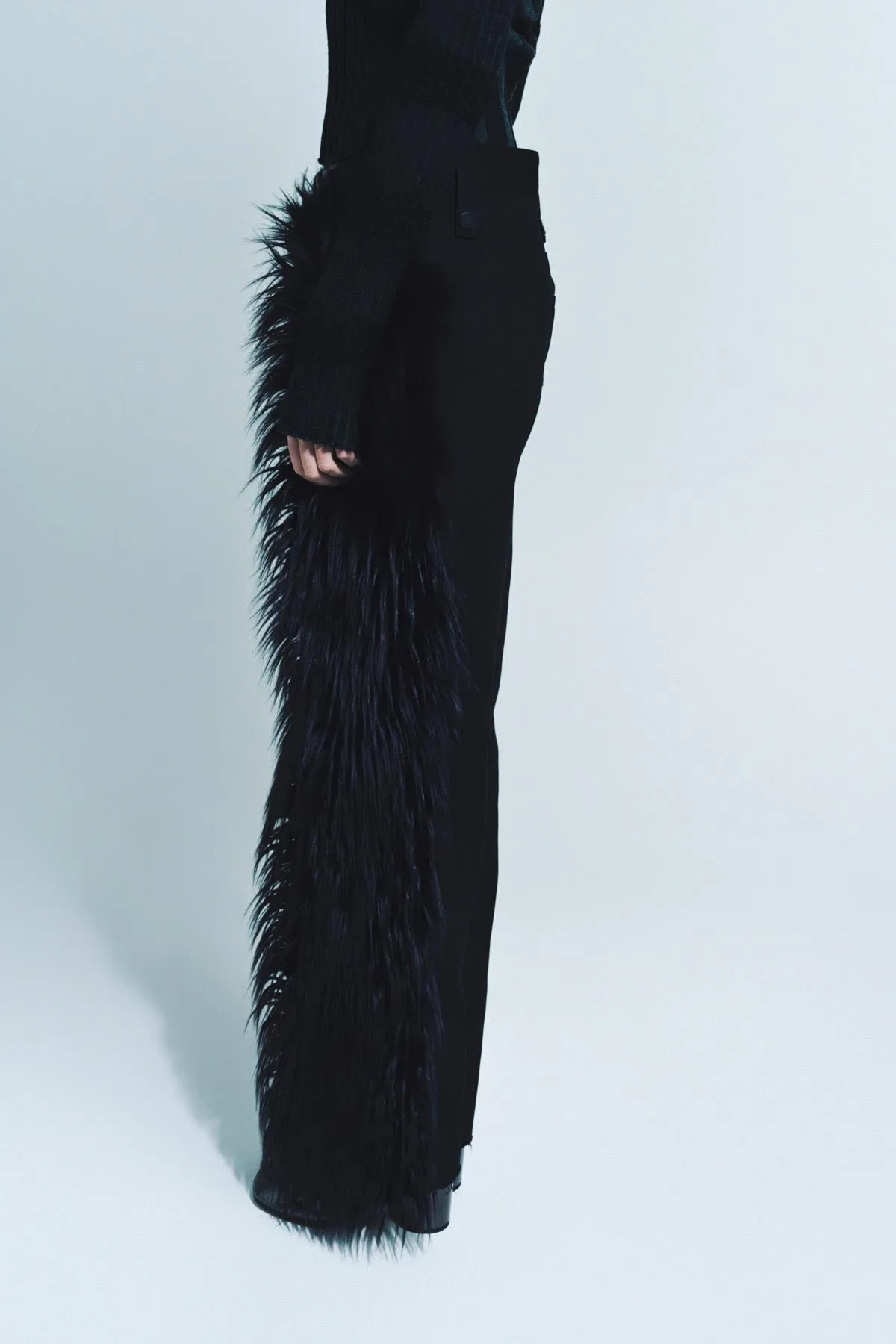 PAULA CANOVAS DEL VAS | FAUX FUR DENIM TROUSERS