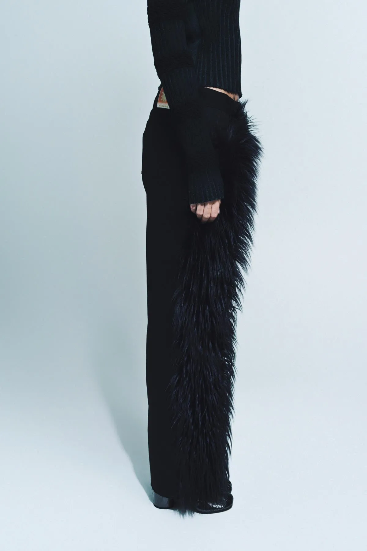 PAULA CANOVAS DEL VAS | FAUX FUR DENIM TROUSERS