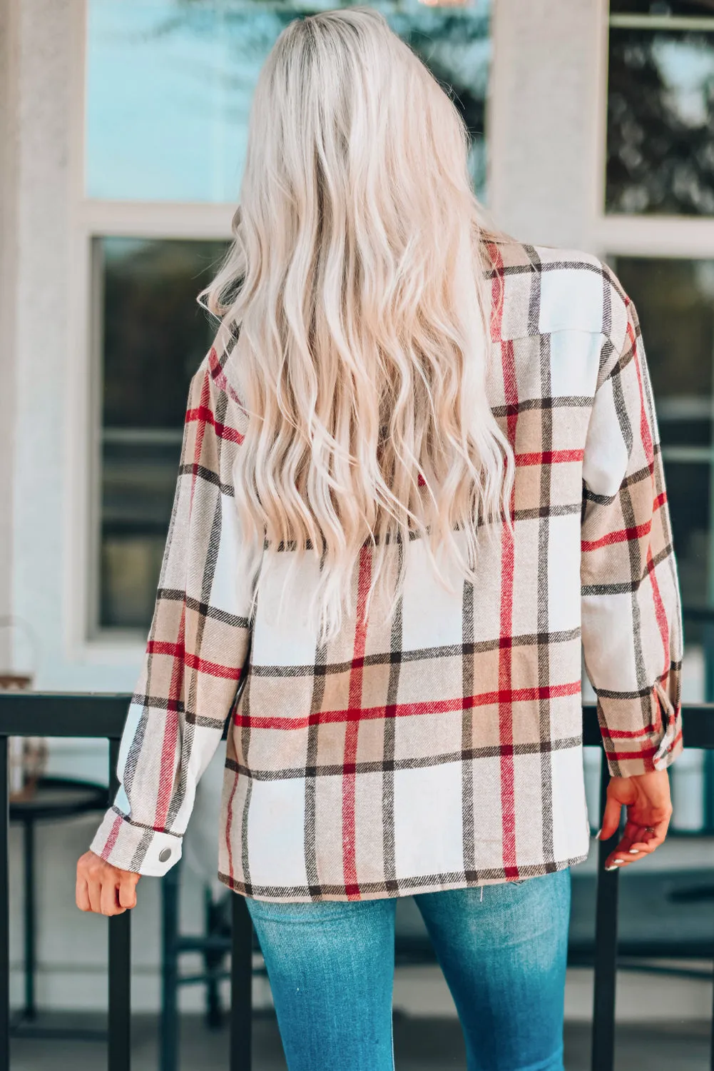 Plaid Print Buttoned Shirt Coat
