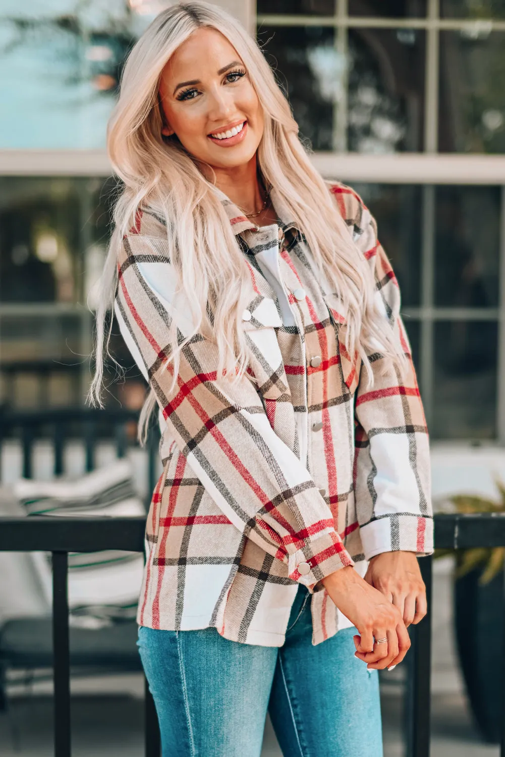Plaid Print Buttoned Shirt Coat