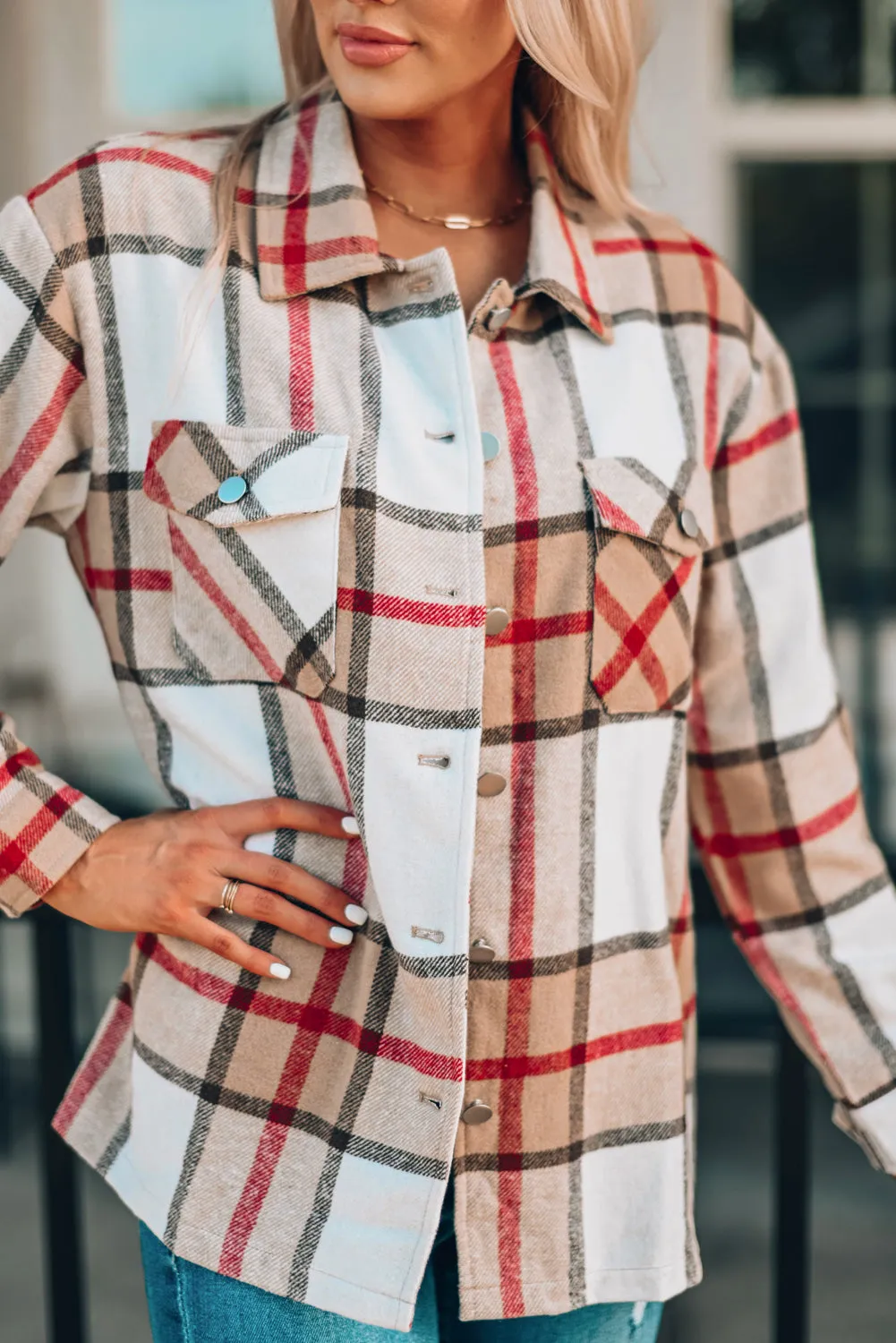 Plaid Print Buttoned Shirt Coat