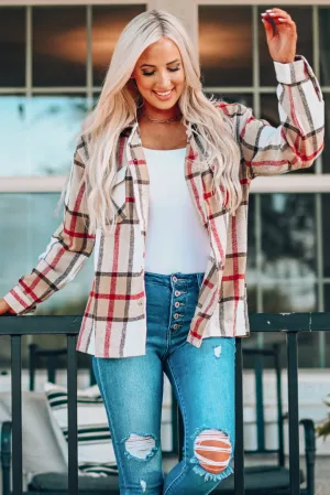 Plaid Print Buttoned Shirt Coat