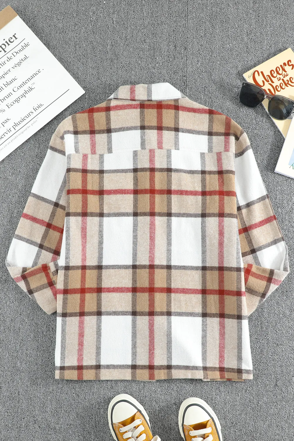 Plaid Print Buttoned Shirt Coat