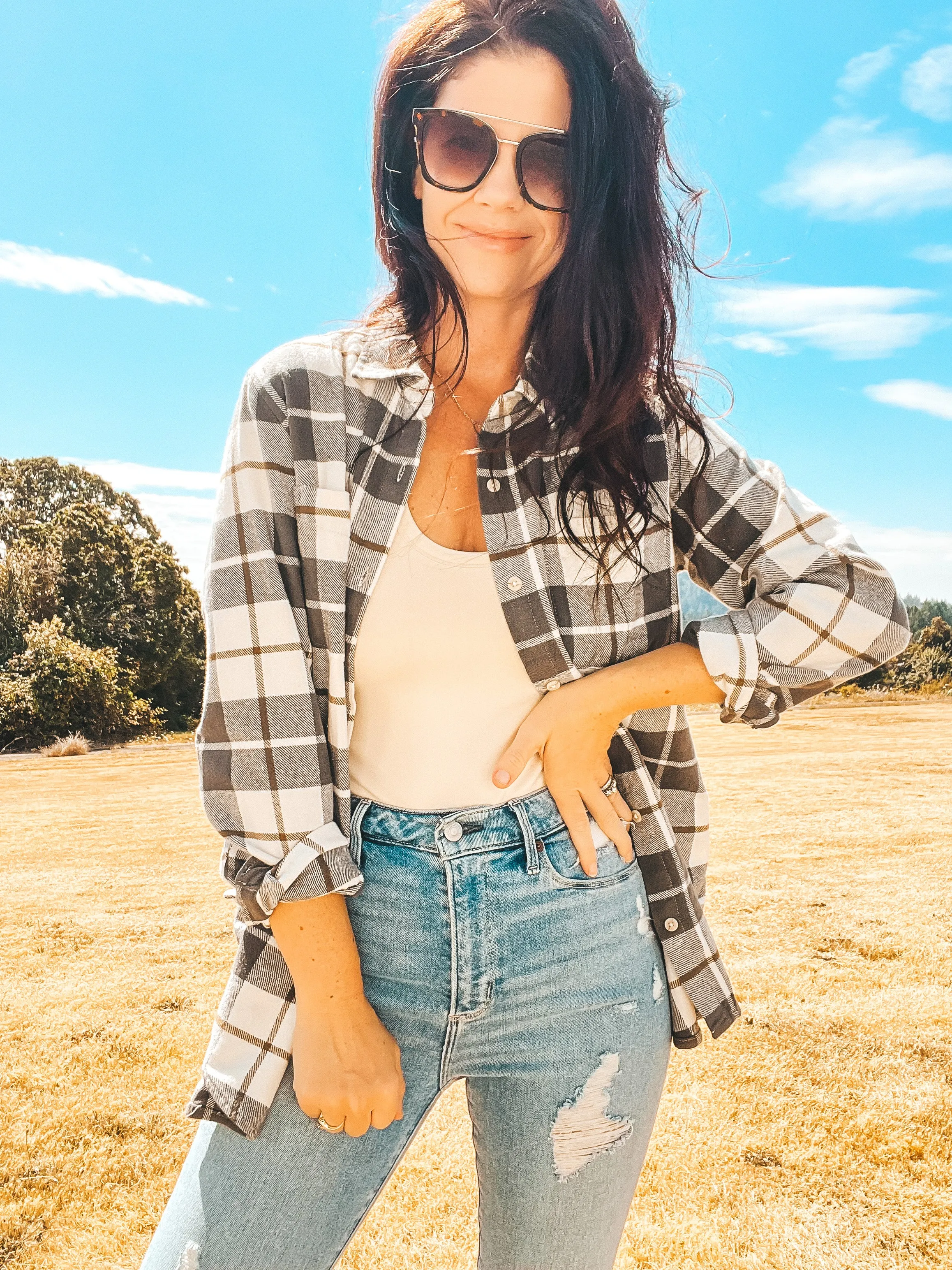 Plaid Tunic Button Down