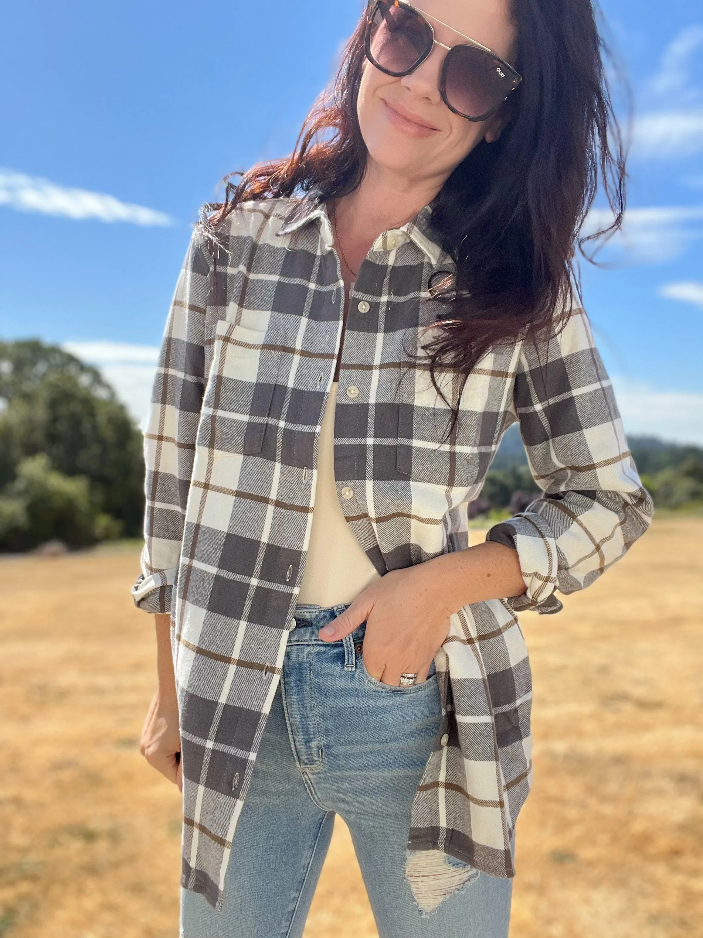 Plaid Tunic Button Down