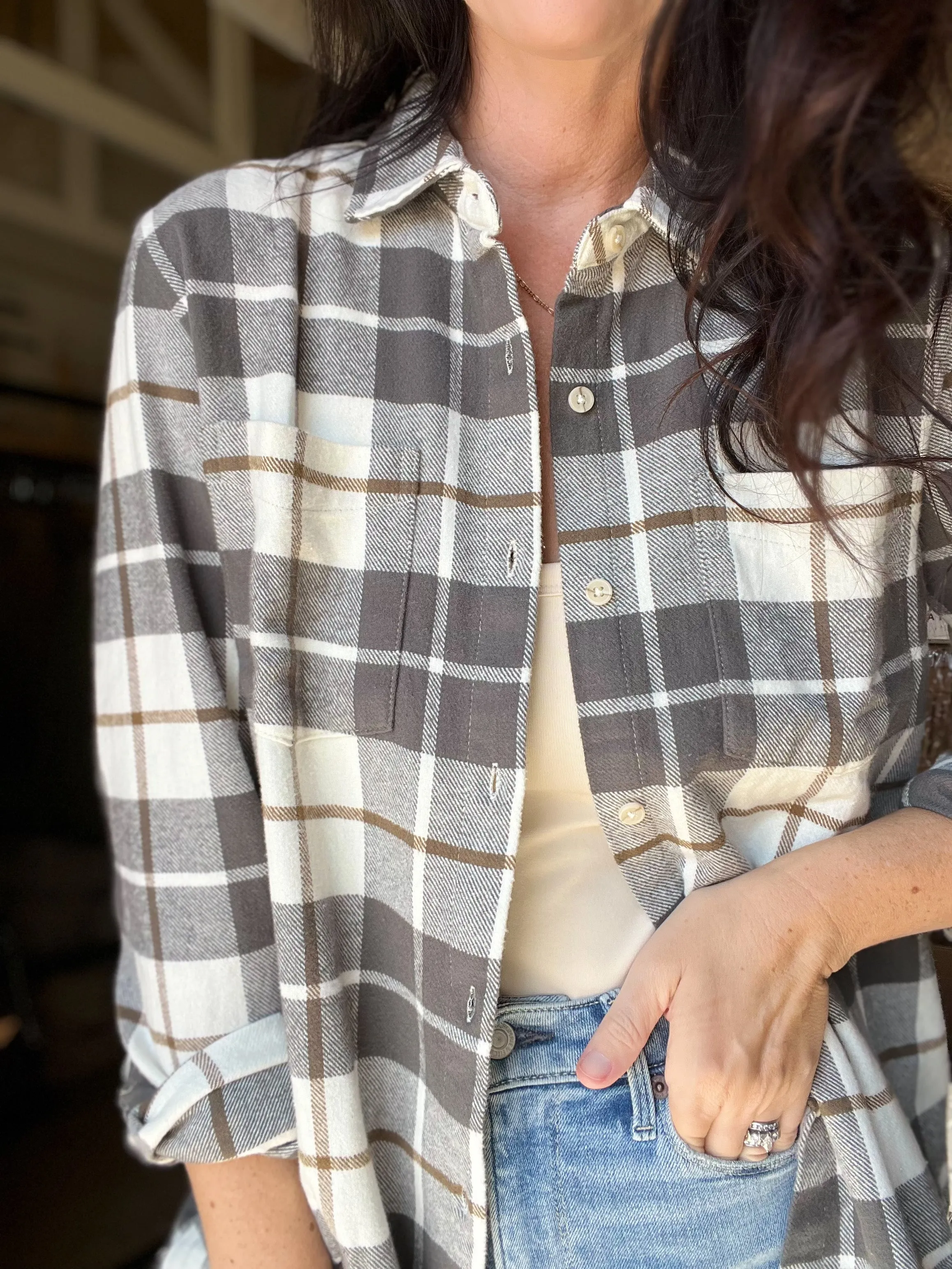 Plaid Tunic Button Down