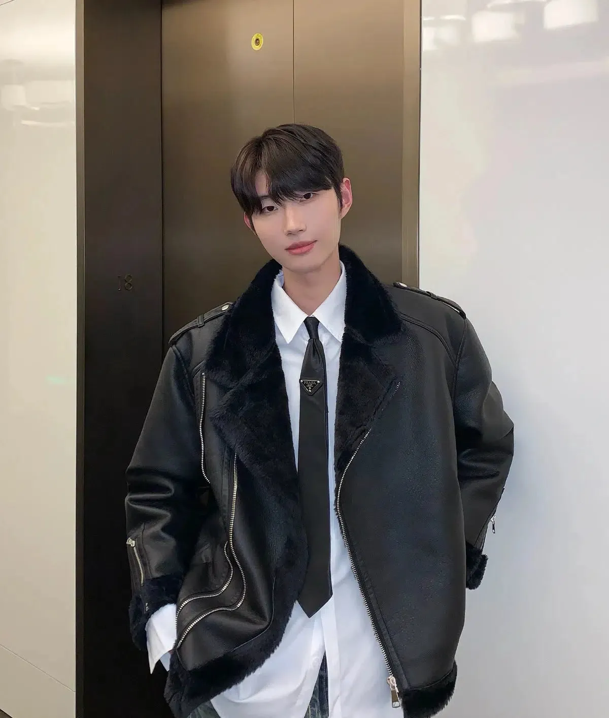Plush Fur PU Leather Jacket