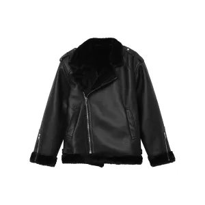 Plush Fur PU Leather Jacket