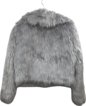 PrettyLittleThing Grey Cropped Faux Fur Coat UK 8
