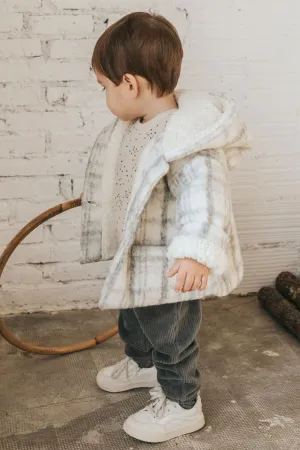 "Aven" Light Grey Sherpa Lined Wool Coat