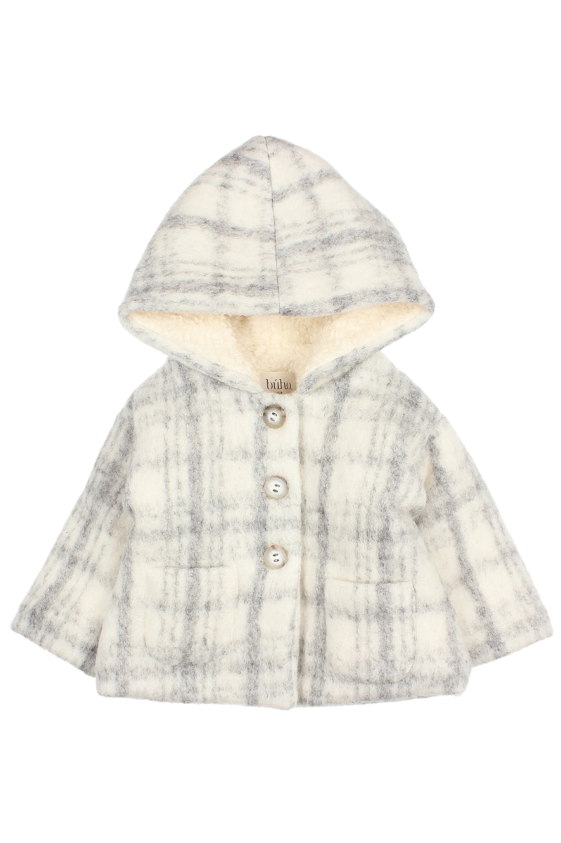 "Aven" Light Grey Sherpa Lined Wool Coat