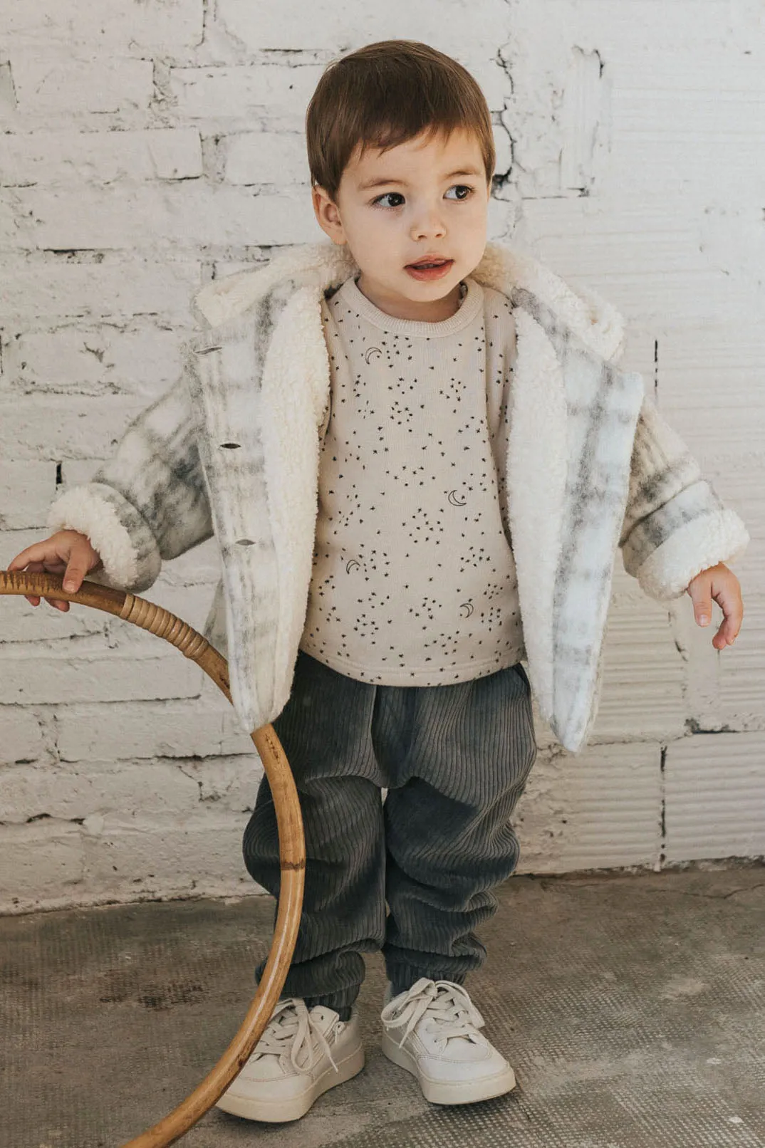 "Aven" Light Grey Sherpa Lined Wool Coat