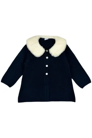 "Sammie" Navy Knit Faux Fur Jacket