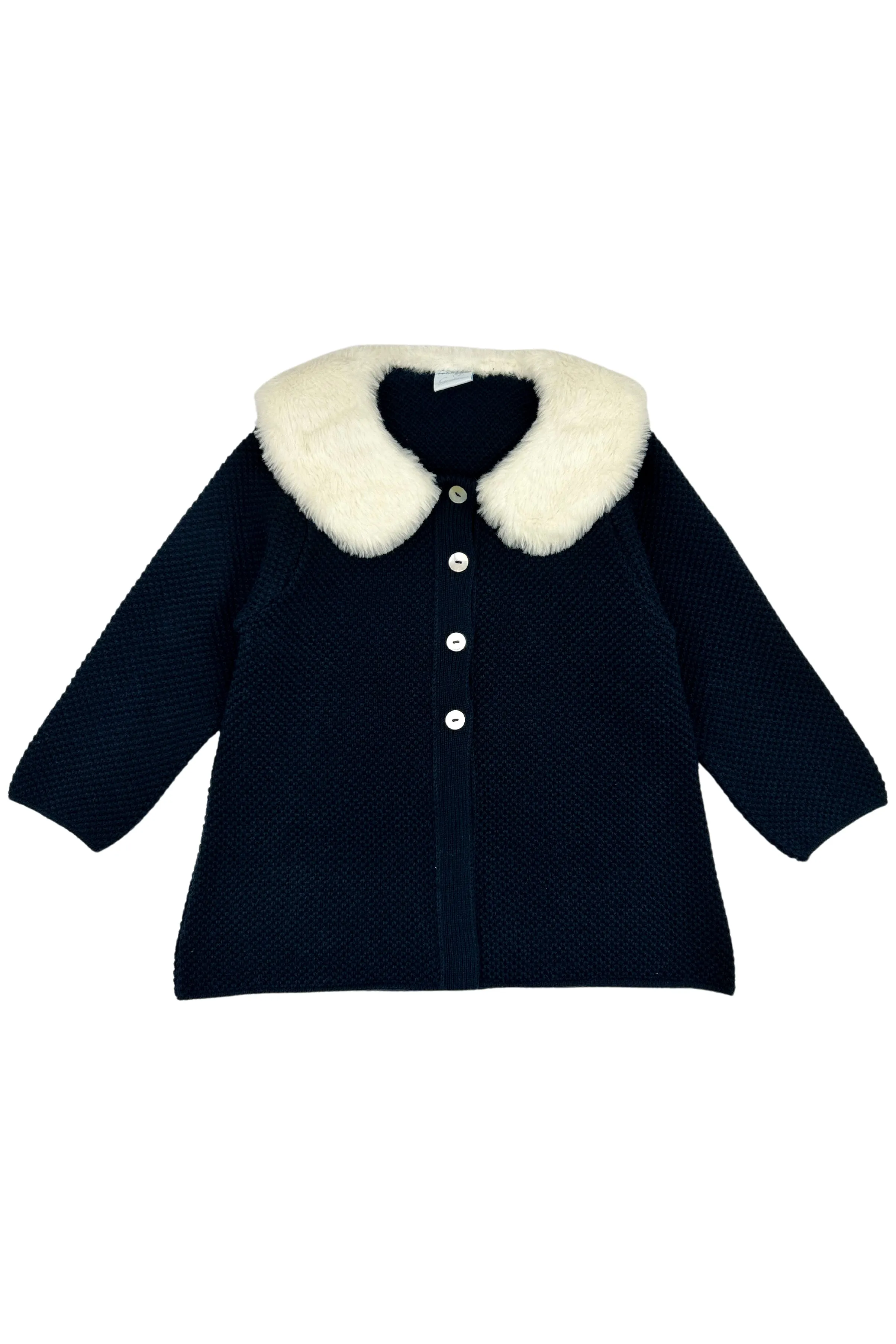 "Sammie" Navy Knit Faux Fur Jacket