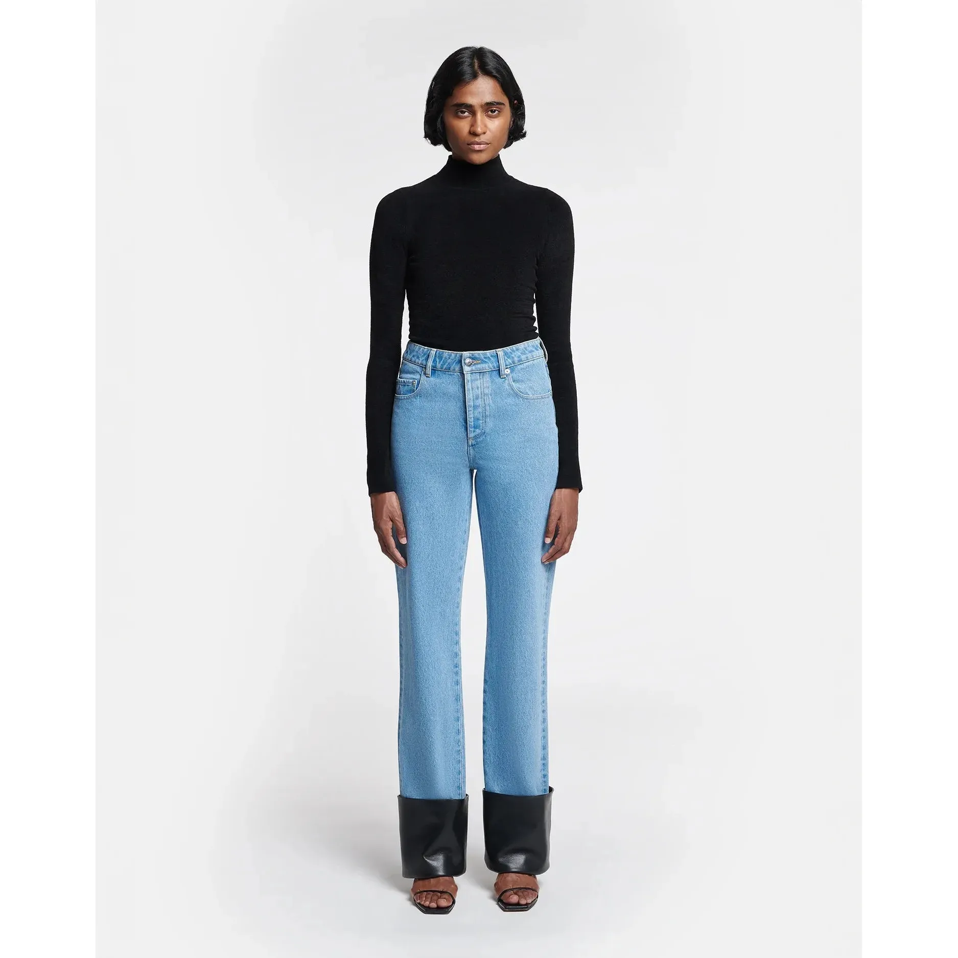 RAYNEE LEATHER-TRIMMED JEANS