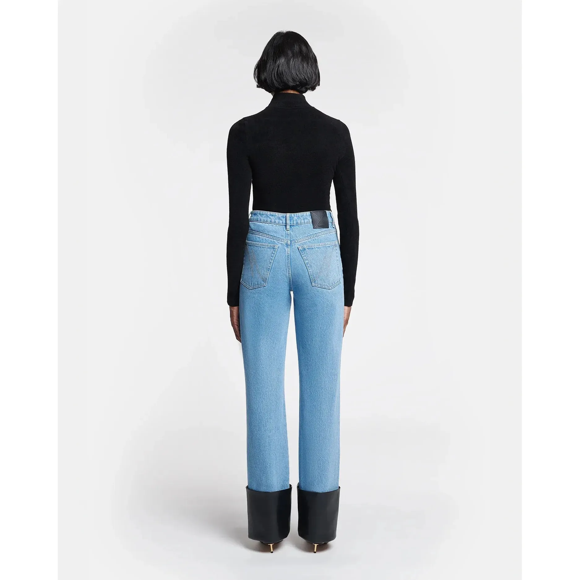 RAYNEE LEATHER-TRIMMED JEANS