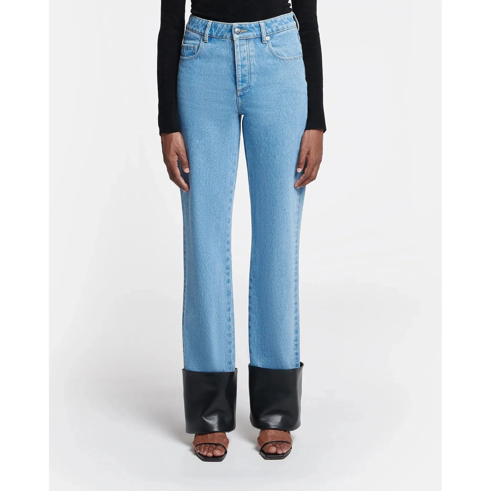RAYNEE LEATHER-TRIMMED JEANS