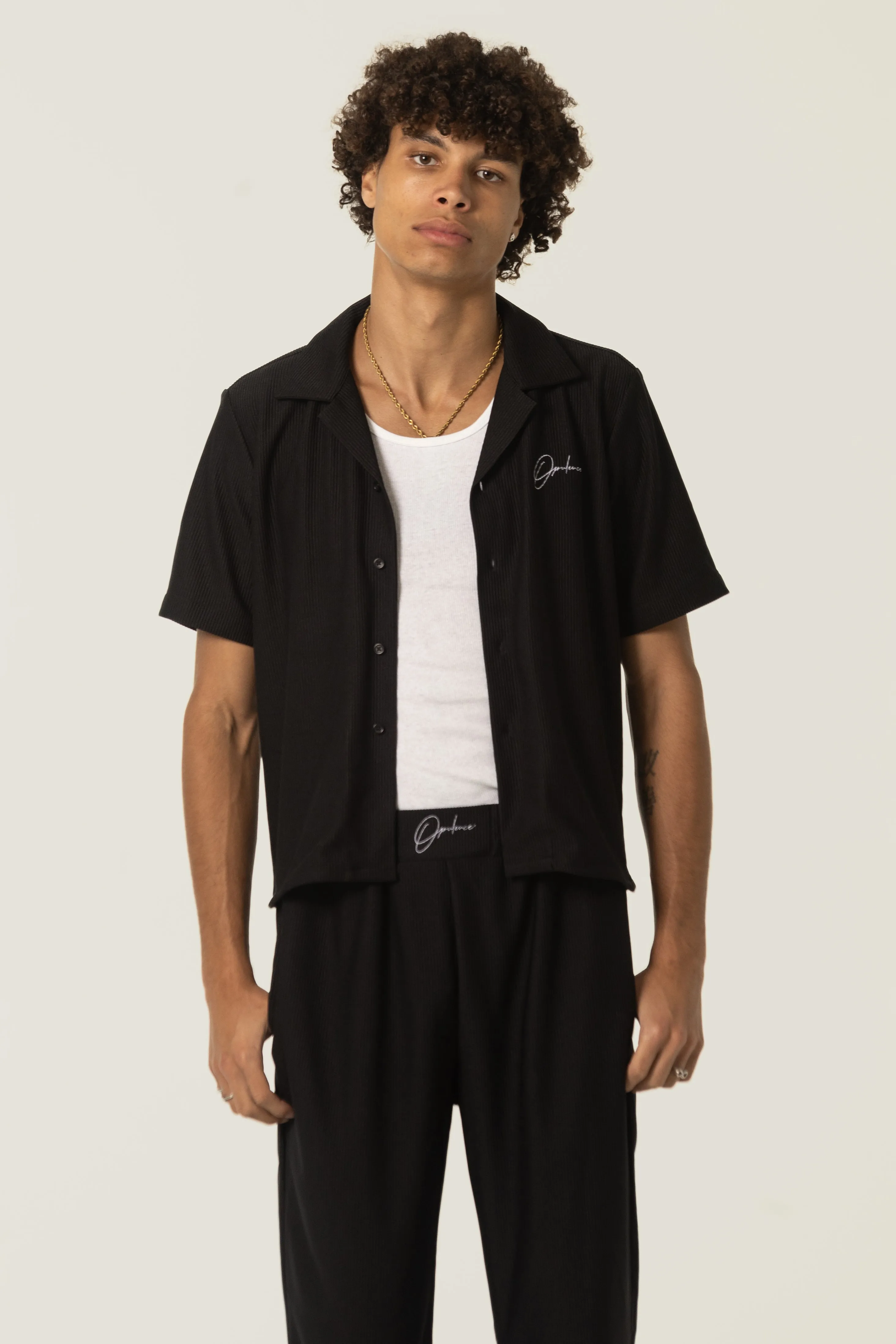 Ribbed Camp Collar Shirt