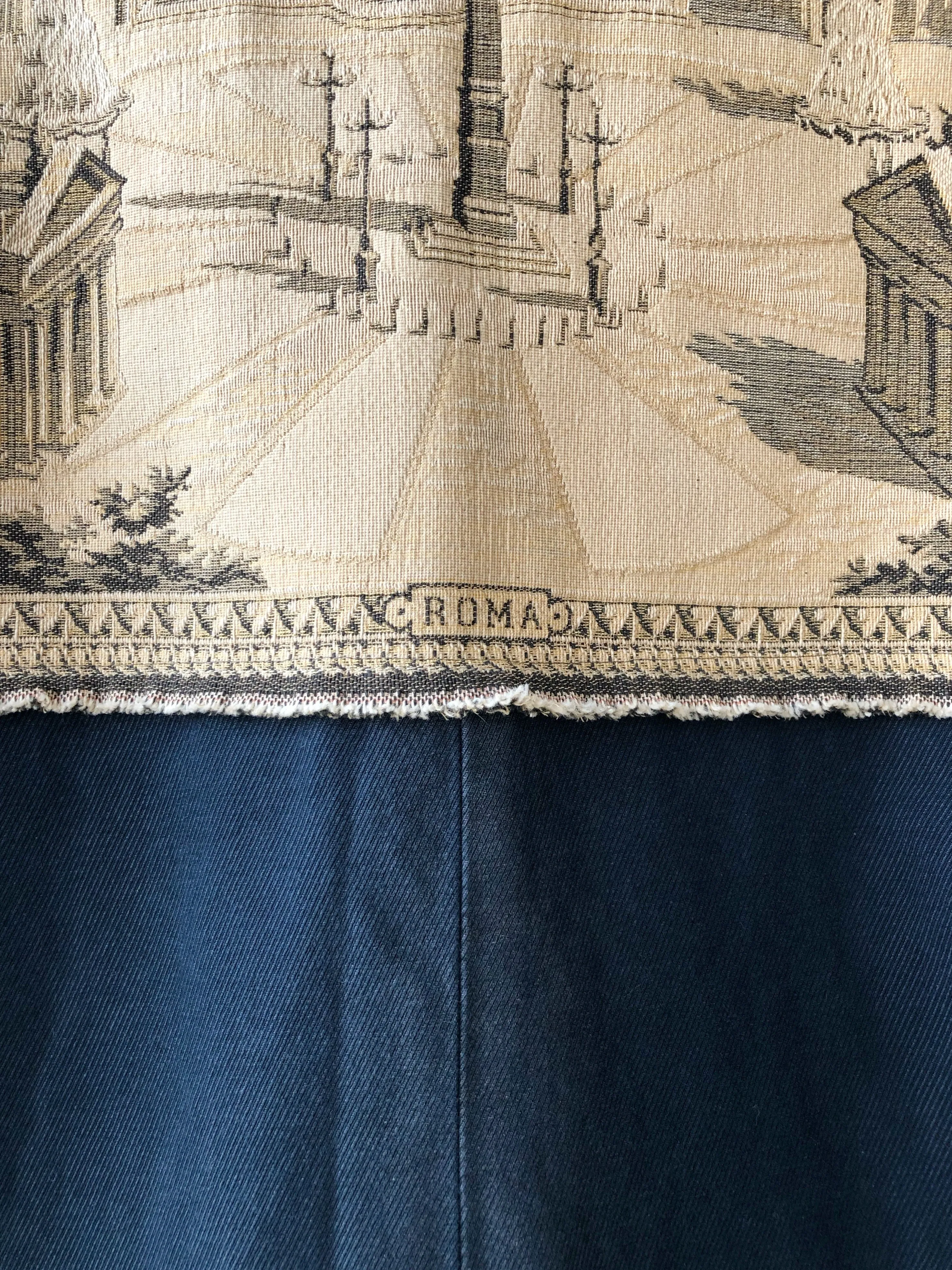 Rome tapestry and archival denim cocoon