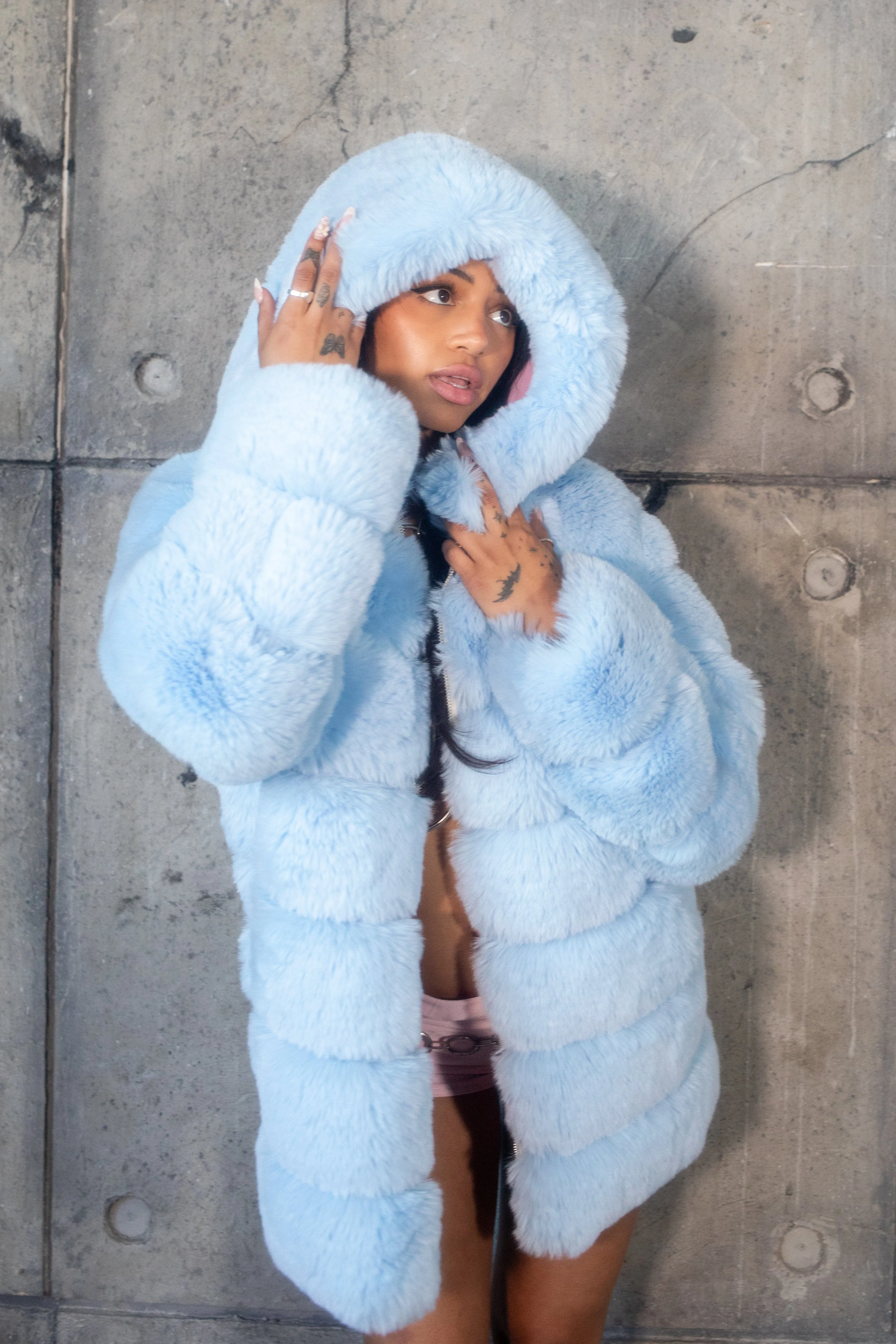 SAHARA Perwinkle Faux Fur Coat