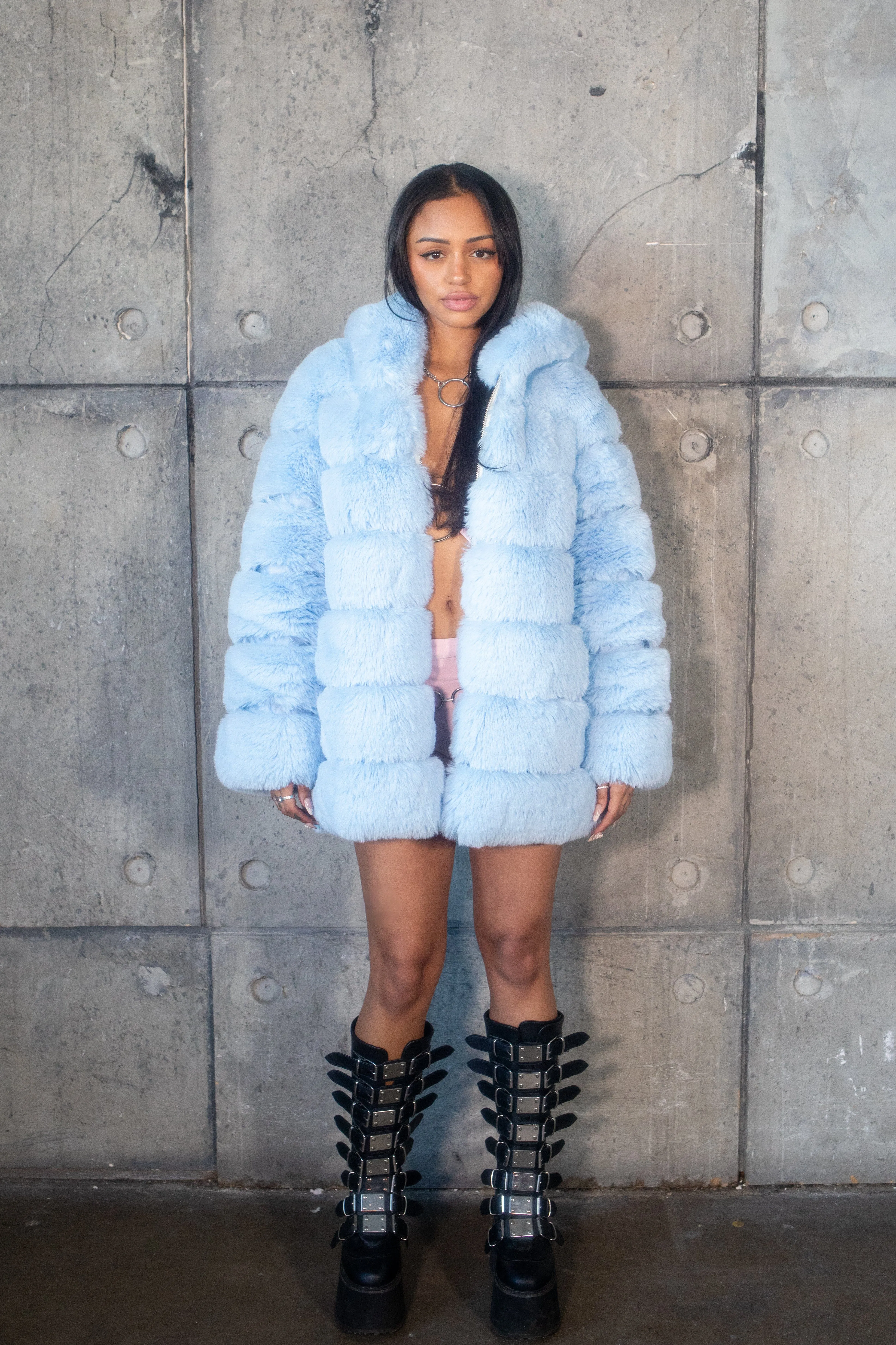 SAHARA Perwinkle Faux Fur Coat