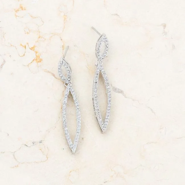 Sara 1.2ct CZ Rhodium Delicate Double Teardrop Drop Earrings