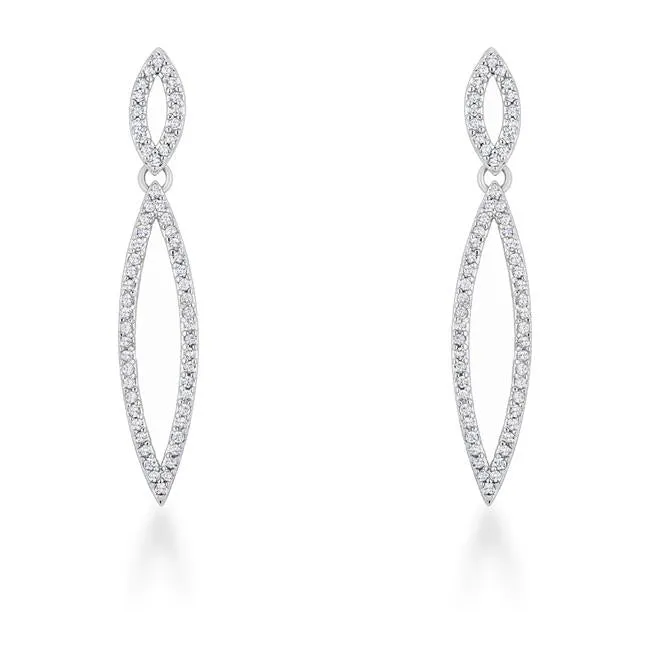 Sara 1.2ct CZ Rhodium Delicate Double Teardrop Drop Earrings